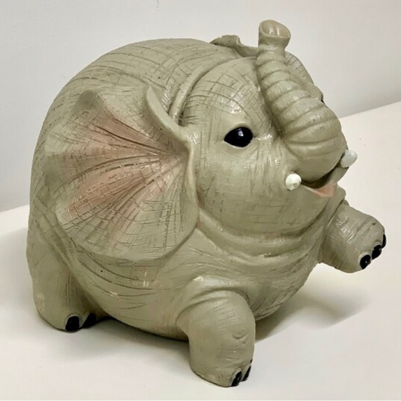 Vintage Round Fat Rotund Happy Frolicking Playful Baby Elephant Figurine - Picture 10 of 10